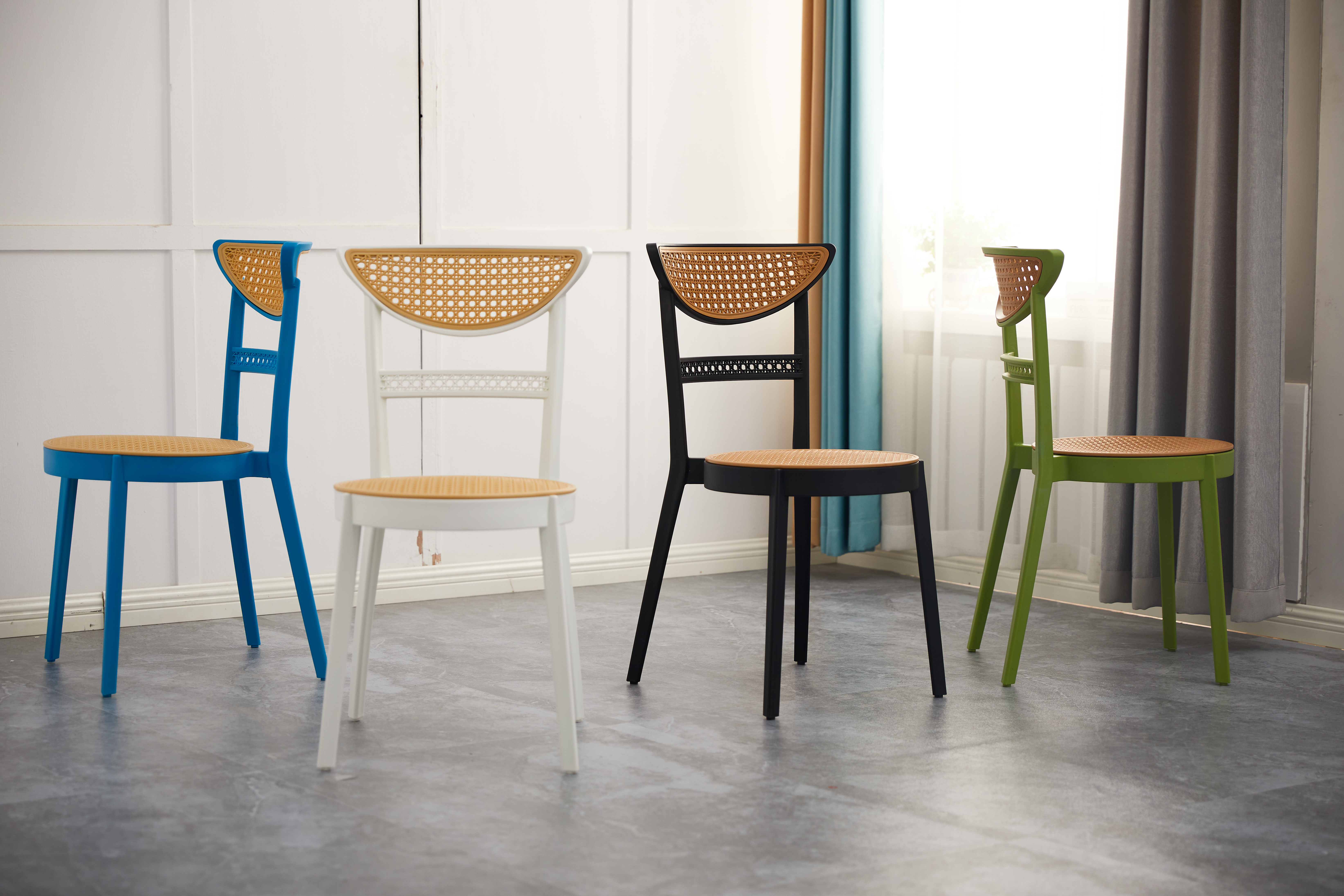 Muebles de jardín de alta calidad, sillas apilables de plástico PP para jardín, Hotel, banquete, evento, silla de comedor de ratán 