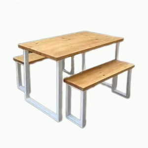 Juego de mesa y sillas de comedor de madera para estudiantes, cantina de café, mobiliario escolar de diseño Simple moderno de 4 plazas