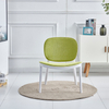 Sillas de comedor de plástico de lujo elegantes para el hogar, sillas de resina de patas bajas modernas con cojín