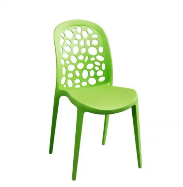 Muebles de exterior coloridos, silla de resina con respaldo hueco para comedor de plástico de jardín