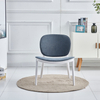 Sillas de comedor de plástico de lujo elegantes para el hogar, sillas de resina de patas bajas modernas con cojín