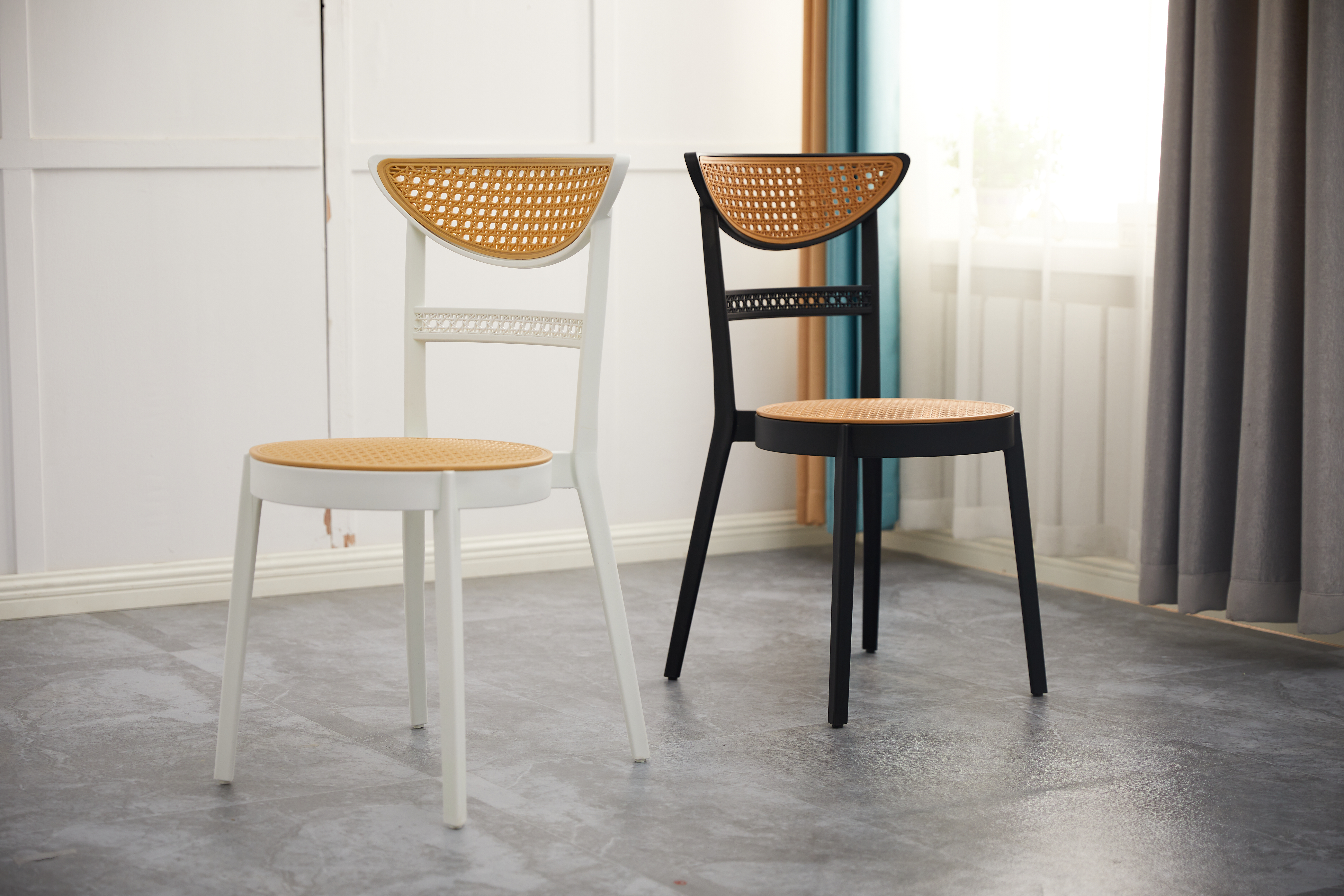 Muebles de jardín de alta calidad, sillas apilables de plástico PP para jardín, Hotel, banquete, evento, silla de comedor de ratán 