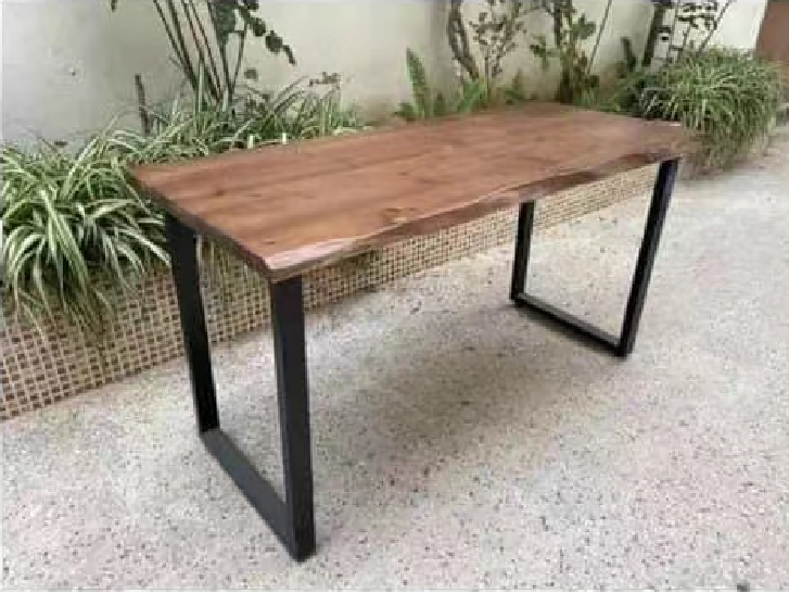 Mesa de comedor rectangular de madera masiva de alta demanda Mesas de estilo industrial Mesa de comedor industrial 