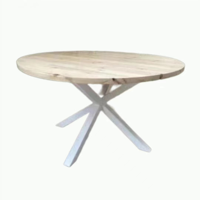 Muebles de comedor, mesa de centro para el hogar, marco de hierro, mesa de comedor redonda de madera, mesa de comedor de cocina de estilo Industrial