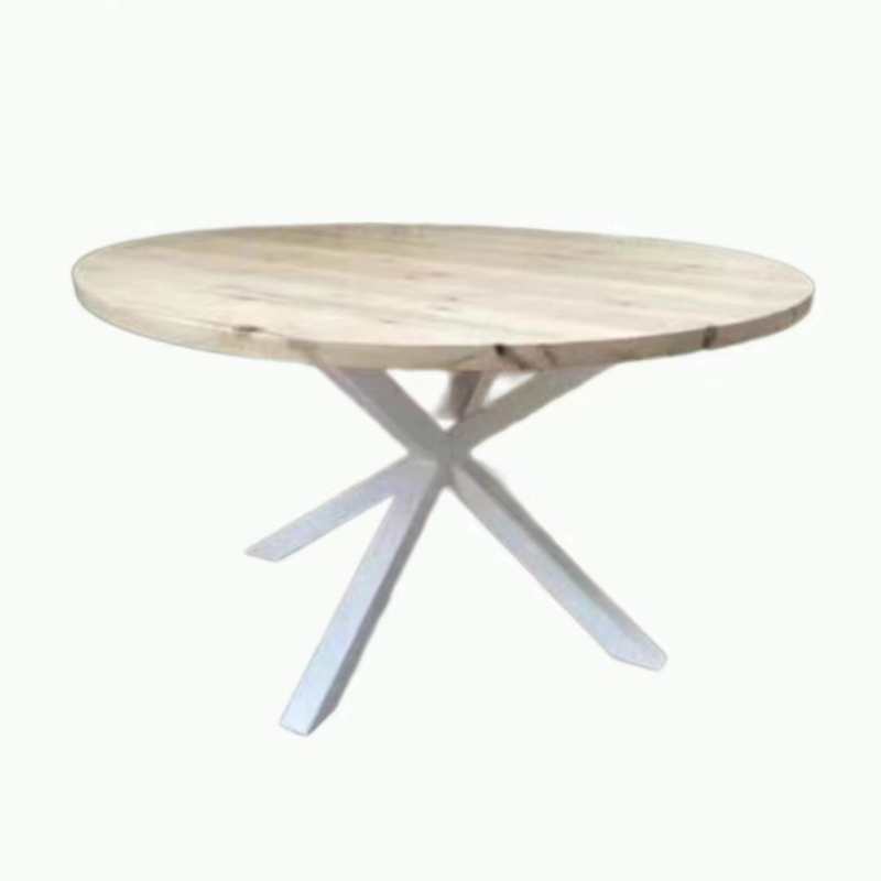 Muebles de comedor, mesa de centro para el hogar, marco de hierro, mesa de comedor redonda de madera, mesa de comedor de cocina de estilo Industrial