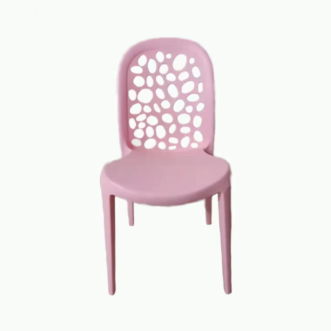 Muebles de exterior coloridos, silla de resina con respaldo hueco para comedor de plástico de jardín