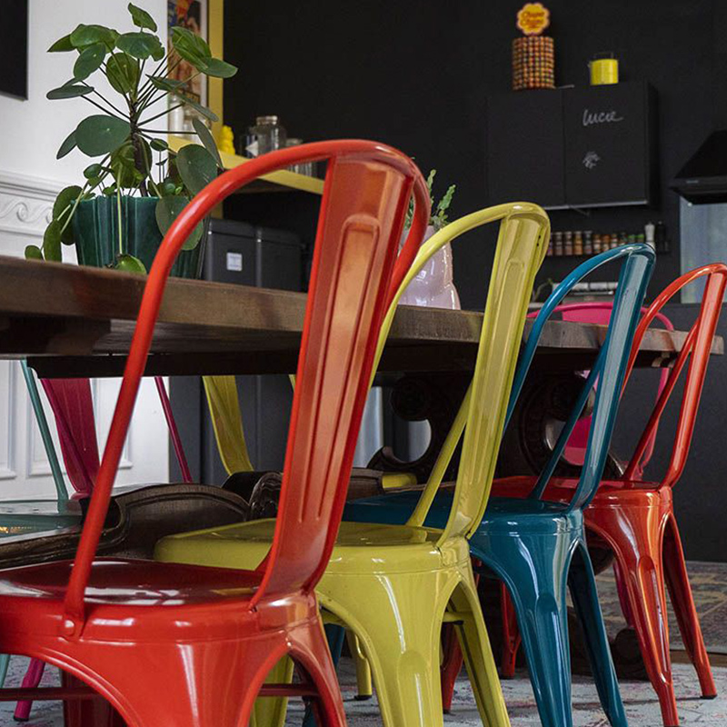 Gran oferta, sillas apilables para eventos y fiestas, sillas de hierro Retro para salón, restaurante Industrial, silla de comedor, silla de jardín de Metal, taburete de Bar