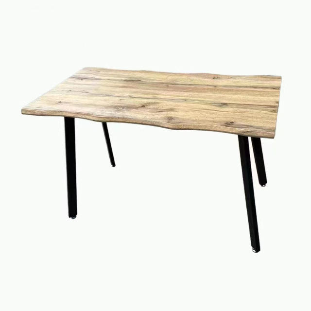 Muebles de restaurante baratos, mesas de comedor de madera de estilo rústico, mesa de comedor con patas de metal negro