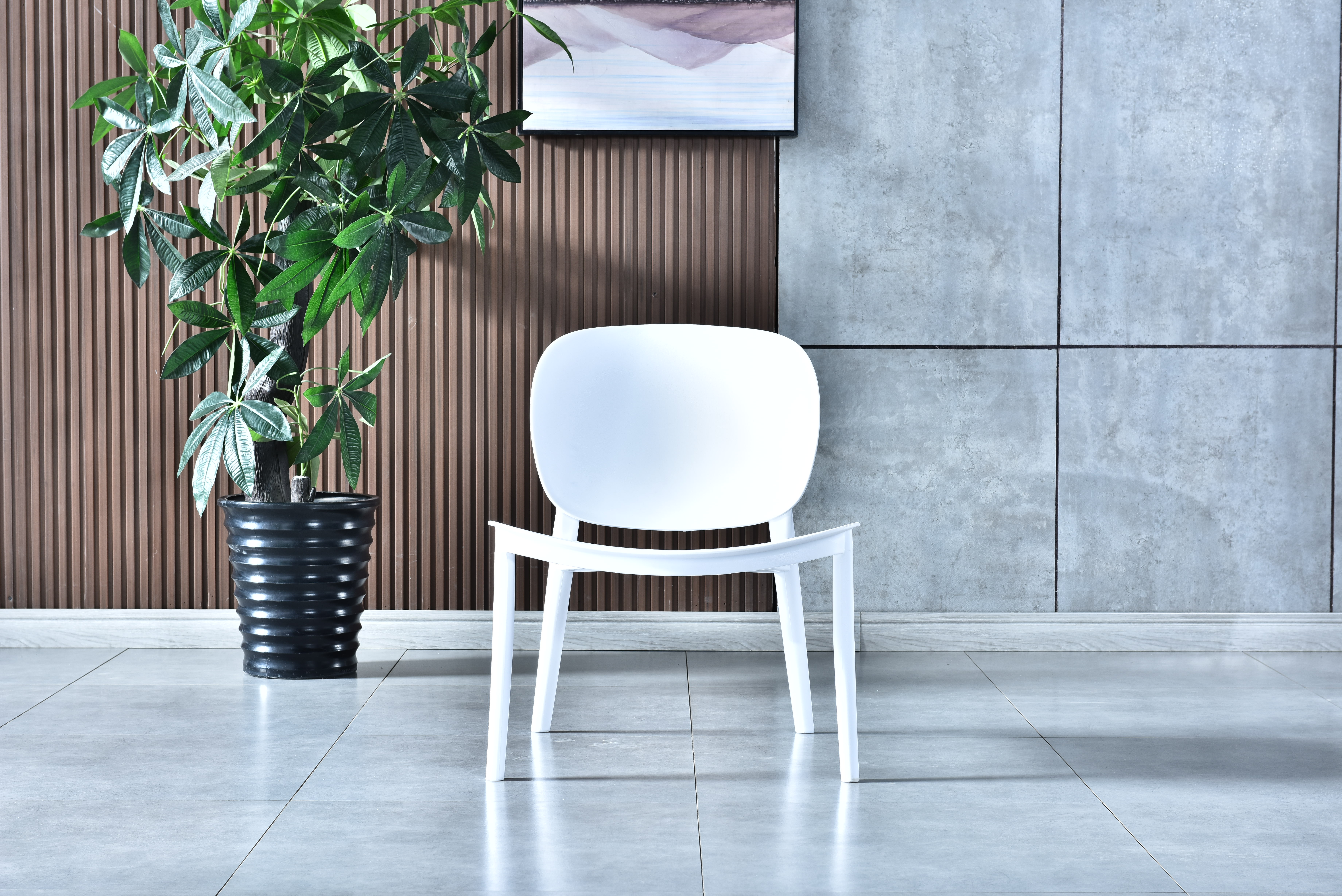 Sillas de café ahorradoras de espacio de mediados de siglo de alta calidad, silla de comedor de plástico para restaurante, sillón de concha