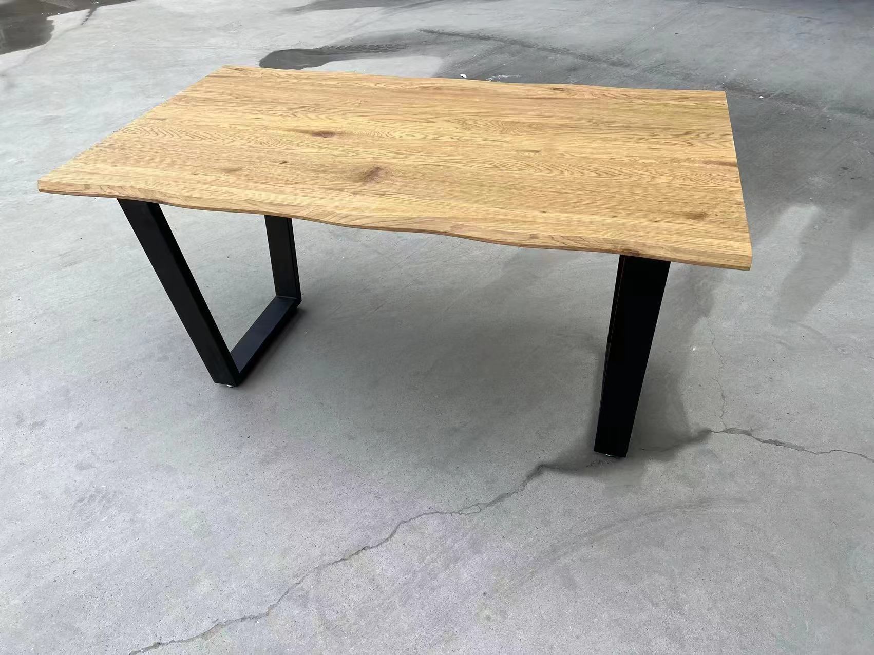 Mesa de comedor rectangular de madera masiva de alta demanda Mesas de estilo industrial Mesa de comedor industrial 